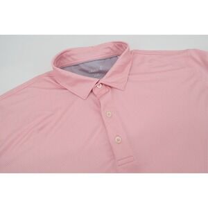 Johnnie-O Mens XXL Poe Performance Polo Shirt Pink Geometric Polka Dot 2XL